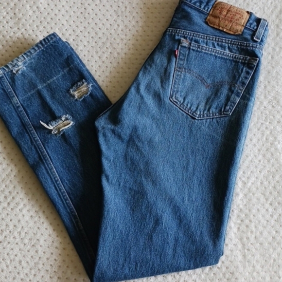 Vintage Levi's original 501s beautiful 😍 1991 34 years of wear and tear! - Picture 3 of 16